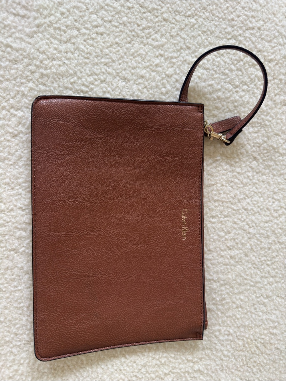 Calvin Klein Brown Leather Wristlet Clutch